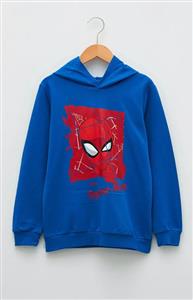 Kapüşonlu Spiderman Baskılı Uzun Kollu Erkek Çocuk Sweatshirt